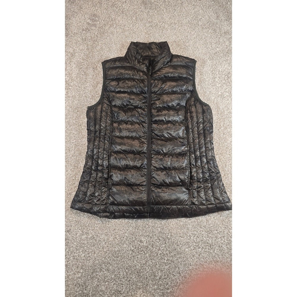 Weatherproof 32 Degrees Heat Down Vest Packable Puffer Black Space Dye Large